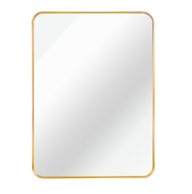 22x30 Inch Silver Metal Framed Rectangular Bathrrom Mirror For Wall.